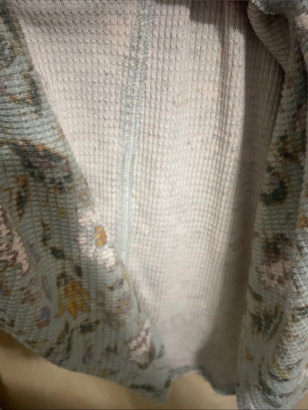 Knox Rose Sage Boho Floral Waffle-Knit Long Sleeve Top XXL - Picture 9 of 10